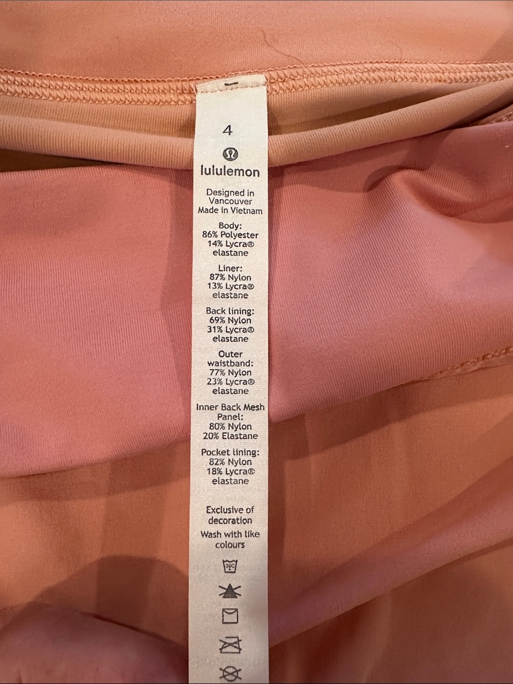 lululemon Play Off The Pleats Peach Athletic tennis Skort/ skirt size 4 - Picture 9 of 16